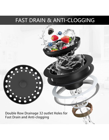 Desagüe de Fregadero Negro Mate Exakey 3.5" Acero Inoxidable