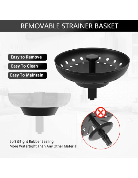 Desagüe de Fregadero Negro Mate Exakey 3.5" Acero Inoxidable