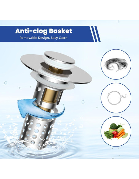 Tapón de Lavabo Universal Hygie Rinse 3 en 1 Cromo