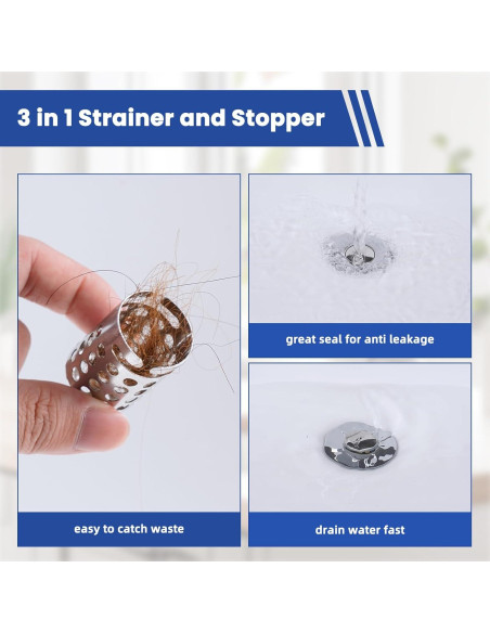 Tapón de Lavabo Universal Hygie Rinse 3 en 1 Cromo