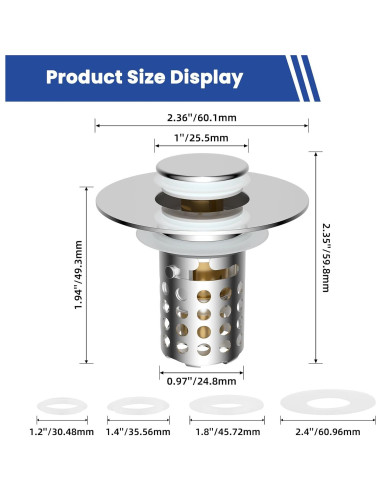 Tapón de Lavabo Universal Hygie Rinse 3 en 1 Cromo