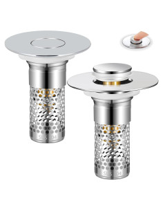2 Pack Tapón de Drenaje Universal TONGDWOU 2.69-3.81 cm Plata