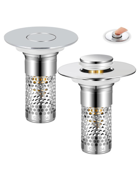 2 Pack Tapón de Drenaje Universal TONGDWOU 2.69-3.81 cm Plata