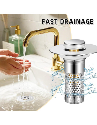 2 Pack Tapón de Drenaje Universal TONGDWOU 2.69-3.81 cm Plata