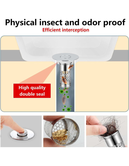 2 Pack Tapón de Drenaje Universal TONGDWOU 2.69-3.81 cm Plata