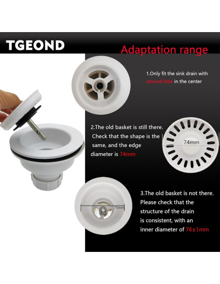 Canasta de Drenaje TGEOND Blanca 8.89 cm con Tapón de Latón