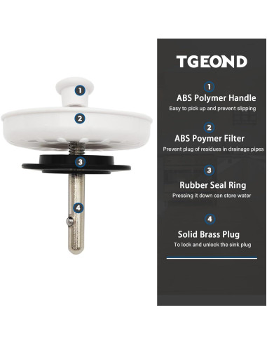 Canasta de Drenaje TGEOND Blanca 8.89 cm con Tapón de Latón