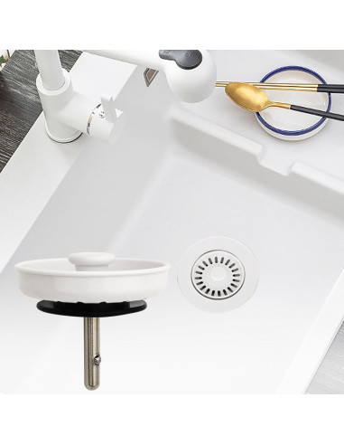 Canasta de Drenaje TGEOND Blanca 8.89 cm con Tapón de Latón