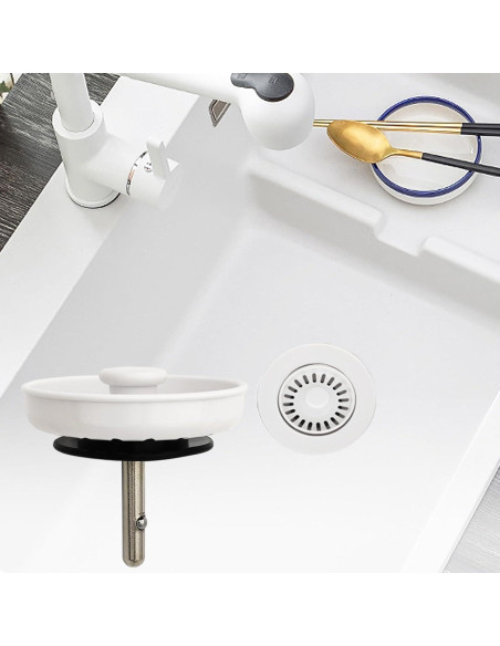 Canasta de Drenaje TGEOND Blanca 8.89 cm con Tapón de Latón