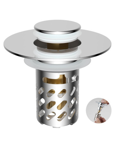 Tapón de Lavabo iFealClear Cromo 3 en 1 Drenaje Filtro