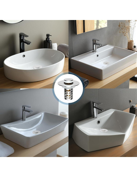Tapón de Lavabo iFealClear Cromo 3 en 1 Drenaje Filtro