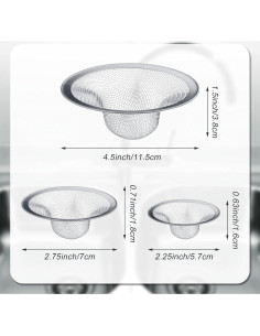 12 Coladores de Acero Inoxidable Patelai para Fregadero 11.4/7/5.7 cm 2
