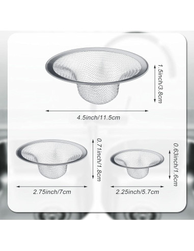 12 Coladores de Acero Inoxidable Patelai para Fregadero 11.4/7/5.7 cm