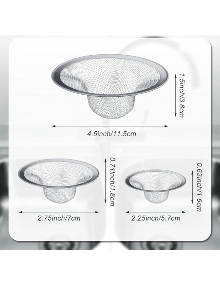 12 Coladores de Acero Inoxidable Patelai para Fregadero 11.4/7/5.7 cm