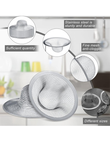 12 Coladores de Acero Inoxidable Patelai para Fregadero 11.4/7/5.7 cm