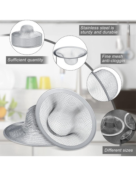 12 Coladores de Acero Inoxidable Patelai para Fregadero 11.4/7/5.7 cm