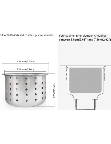 Canasta de desagüe GZILA 75.7mm Acero Inoxidable 304