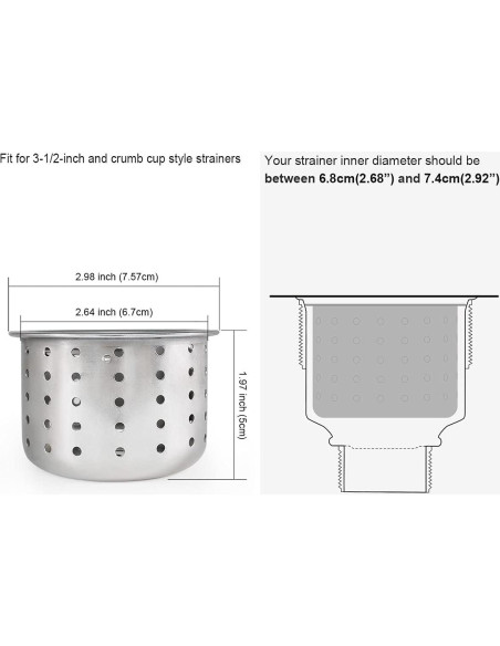 Canasta de desagüe GZILA 75.7mm Acero Inoxidable 304