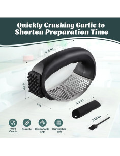 Prensa de Ajo 3 en 1 365Home Acero Inoxidable Negro 2