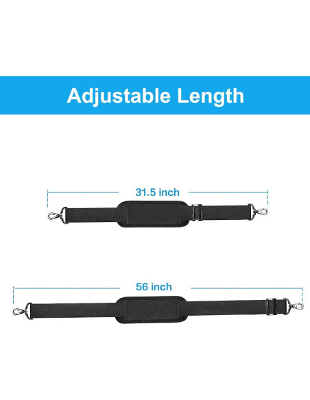 Correa de Hombro Ajustable MOSISO 142 cm Negra Antideslizante