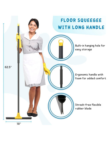 Escobilla de goma KeFanta 45.72 cm con mango ajustable 158.75 cm