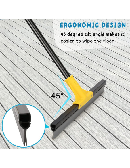 Escobilla de goma KeFanta 45.72 cm con mango ajustable 158.75 cm