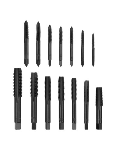 Juego de Machos de Rosca HSS Mesee 14 Piezas SAE 6-32NC a 1/2-13NC