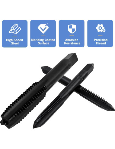 Juego de Machos de Rosca HSS Mesee 14 Piezas SAE 6-32NC a 1/2-13NC