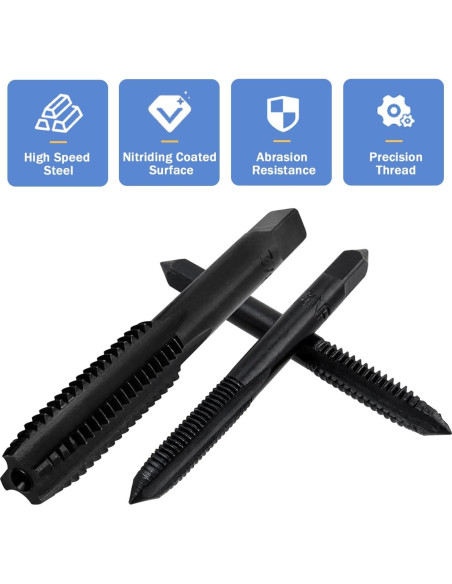 Juego de Machos de Rosca HSS Mesee 14 Piezas SAE 6-32NC a 1/2-13NC