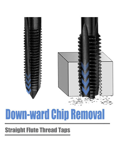 Juego de Machos de Rosca HSS Mesee 14 Piezas SAE 6-32NC a 1/2-13NC