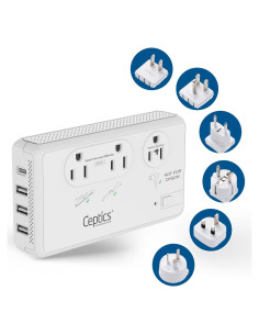 Convertidor de Voltaje Ceptics 2000W 6 Enchufes SWadAPt