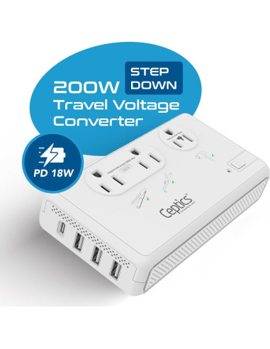 Convertidor de Voltaje Ceptics 2000W 6 Enchufes SWadAPt