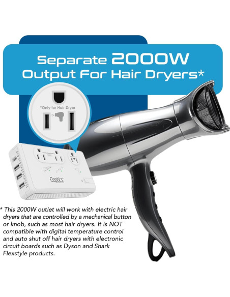 Convertidor de Voltaje Ceptics 2000W 6 Enchufes SWadAPt