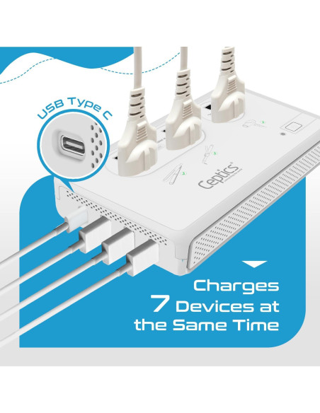 Convertidor de Voltaje Ceptics 2000W 6 Enchufes SWadAPt