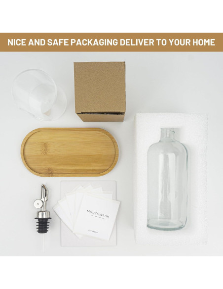 Dispensador de vidrio 480ml Ezebesta con soporte y etiquetas