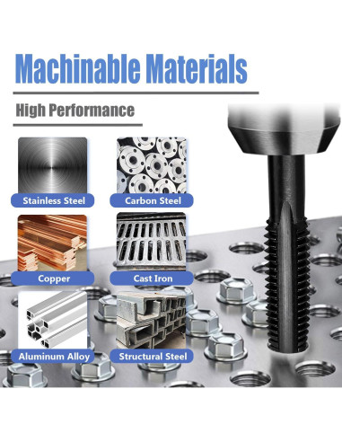 Juego de Machos de Rosca HSS Mesee 14 Piezas SAE 6-32NC a 1/2-13NC
