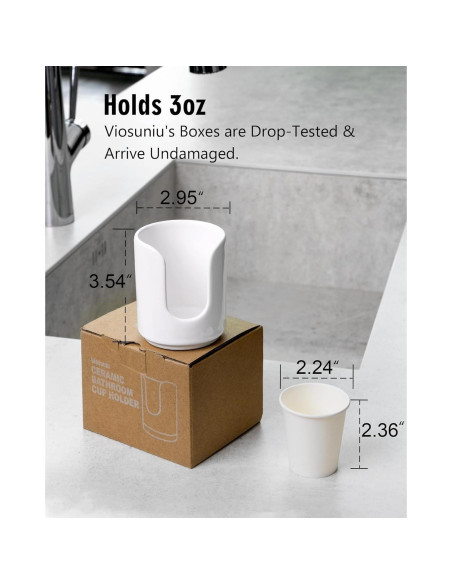 Dispensador de Tazas de Cerámica Viosuniu 3 oz Blanco