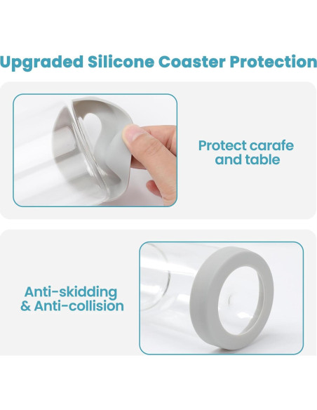 Juego de Jarra y Vaso de Noche Wikapy 532 ml con Posavasos