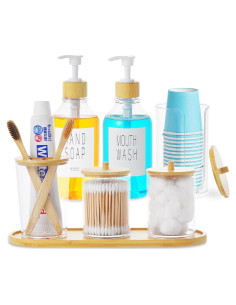 Set de Accesorios de Baño VITVITI 7 Piezas Plástico y Bambú