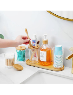 Set de Accesorios de Baño VITVITI 7 Piezas Plástico y Bambú 2