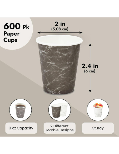 Vasos de Papel Desechables Juvale 600-Pack 3 oz Mármol