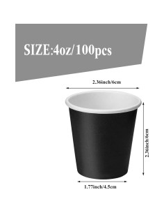 Vasos Desechables de Papel 4 Oz 100 Pack Summark Negros 2