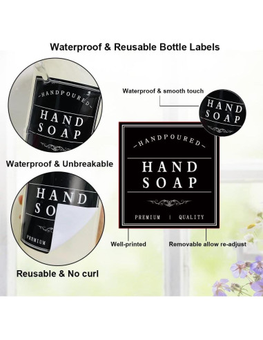 Etiquetas Reutilizables para Botellas Amzlabel 26 PCS Negro