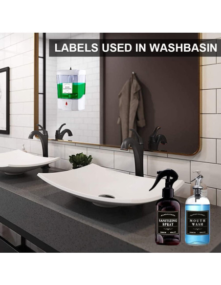 Etiquetas Reutilizables para Botellas Amzlabel 26 PCS Negro