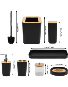Juego de Accesorios de Baño 9 Piezas SH-RuiDu Negro 2