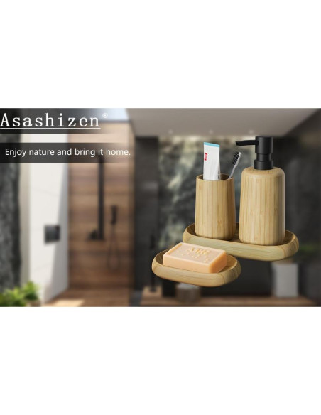 Juego de Accesorios de Baño Bambú Asashizen 4 Piezas