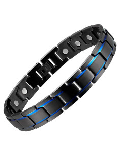 Pulsera Magnética para Hombre MagEnergy de Acero Titanio 21.5 cm