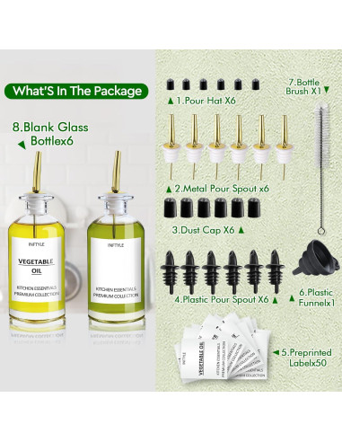 Juego de 6 dispensadores de vidrio INFTYLE 354 ml