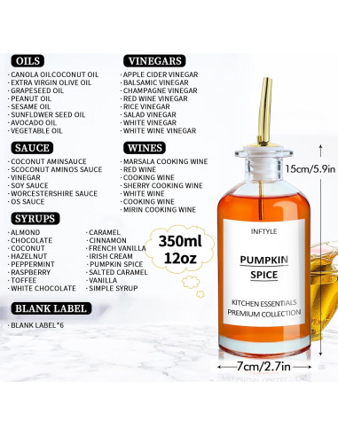 Juego de 6 dispensadores de vidrio INFTYLE 354 ml