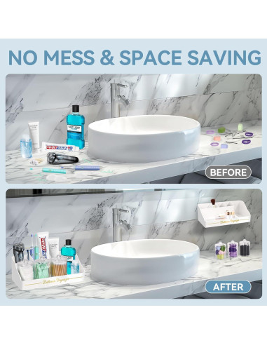 Organizador de Baño DENSAIL Blanco con Dispensador y 3 Frascos